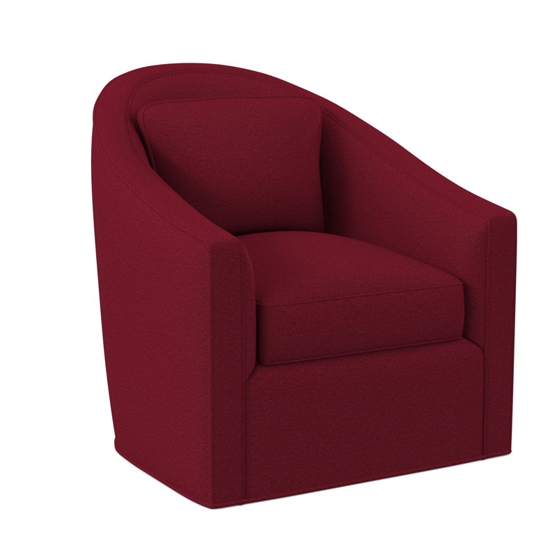 Fauteuil pivotant Academy - sans garniture en bois, Mélange de polyester rouge à lèvres Margaret