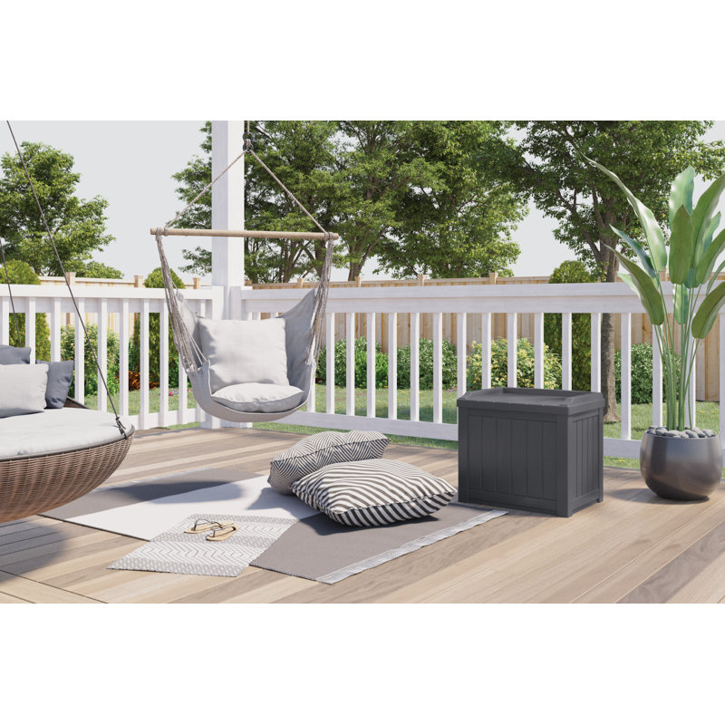 Suncast 22 Gallon Water Resistant Deck Box with Storage Seat, 1, Cyberspace