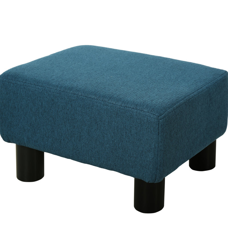 Blue Living Room Foot Stool, Linen Upholstered With Stable Plastic Legs For A Pleasant Seating Experience Footrest Fabric And Legs, Adding Comfort To