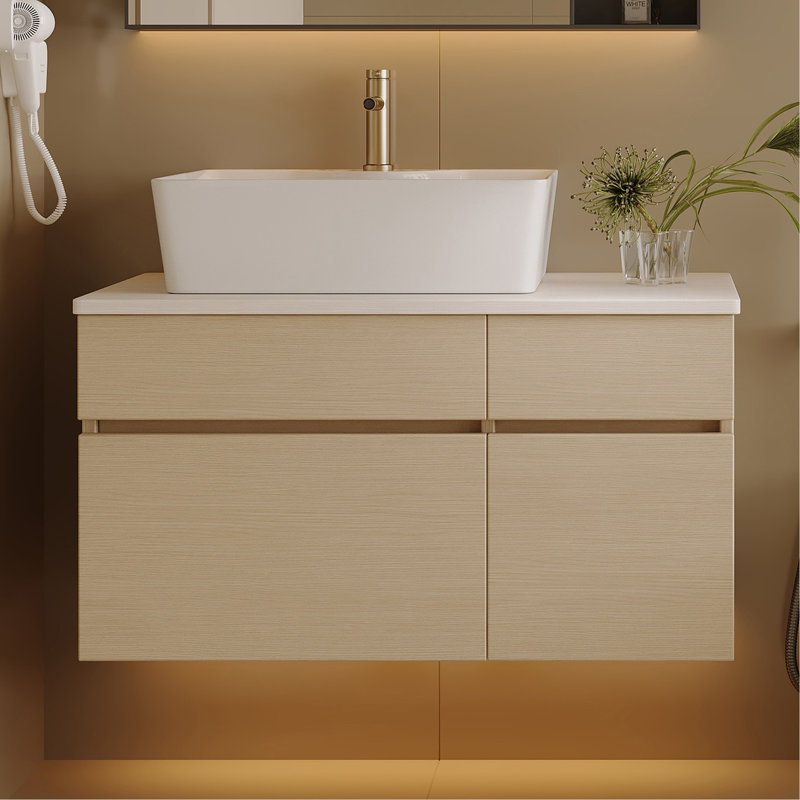 Petit meuble-lavabo flottant simple avec lavabo