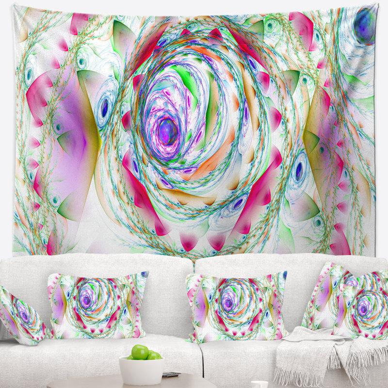 Tapisserie florale multicolore, H 68 po x l 80 po