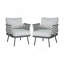 Ensemble de 2 fauteuils club en acier, blanc cassé et gris-495357812-495357813