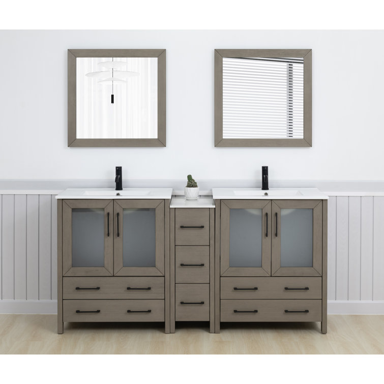 72" Double Bathroom Vanity with Top with Mirror