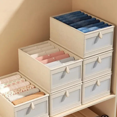 Linen-style Foldable Clothes Storage Box With Viewing Window - Heavy-duty Stackable Closet Organizer For Wardrobe, Under-bed & Shelf, Space-saving Solution (nano White)