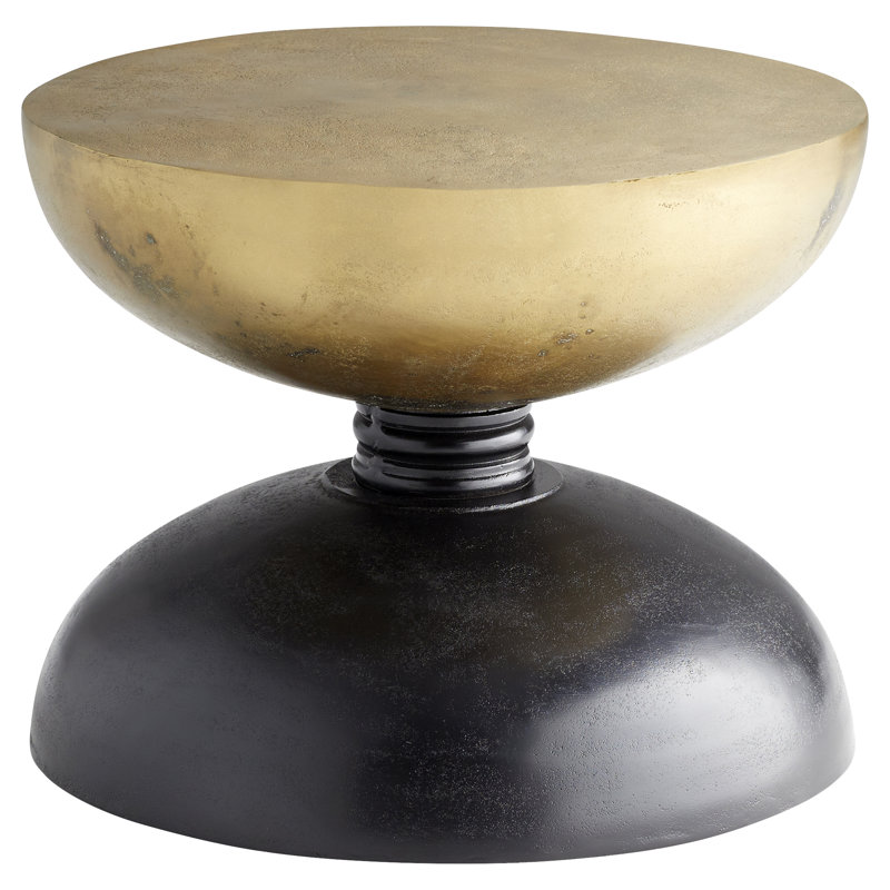 Perpetual Noir and Gold 18'' Contemporary Round Drum End Table