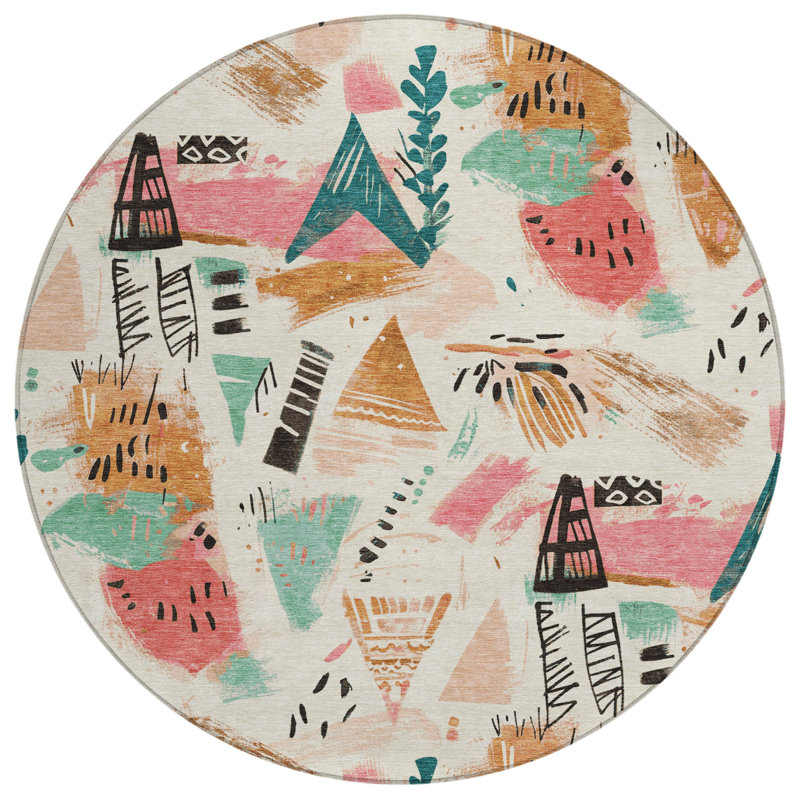 Veldorah Ivory Washable Indoor-Outdoor Rug - LOOMLAN, 3' x 5'