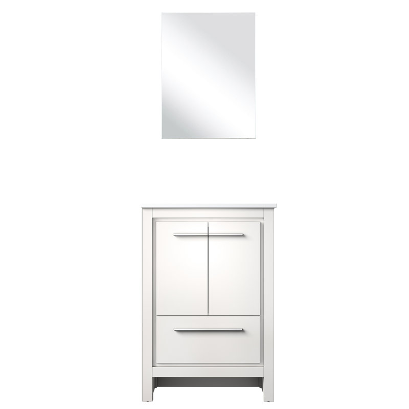 24 In. W X 20 D White Bath Vanity - Cultured Marble Counter & 18 Mirror Ample Storage Space With Cabinets And Drawers Soft Close For A Clean Organized Bathroom