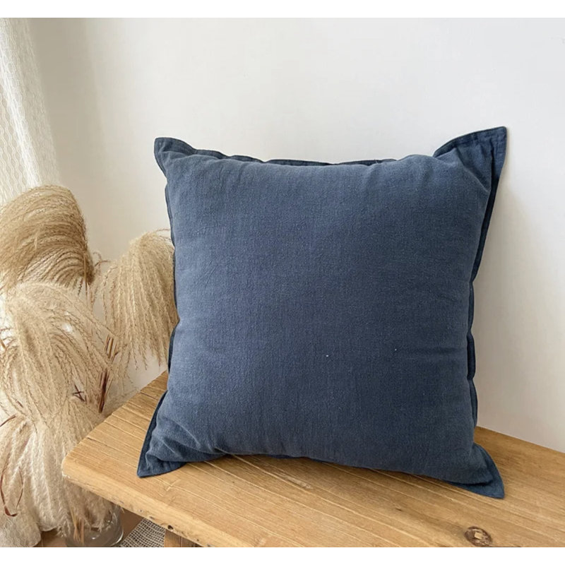  Square Linen Pillow Cover, Navy Blue