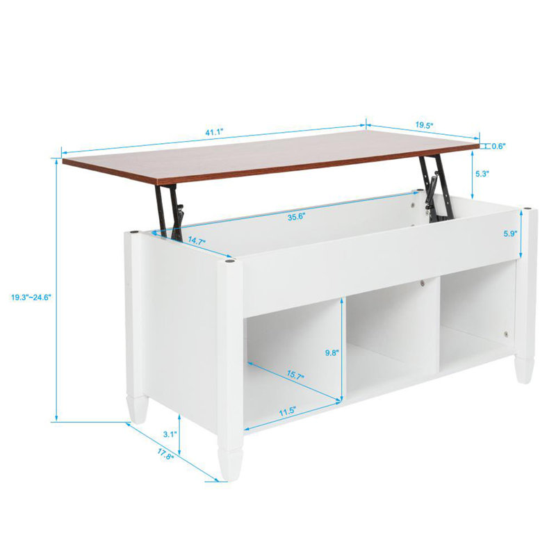 Gizzy Coffee Table, Light Brown, White