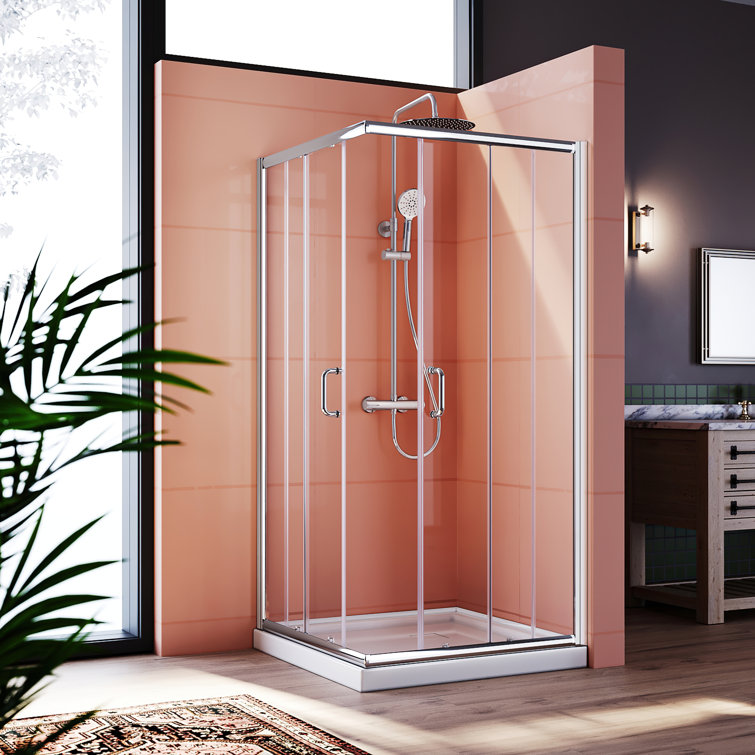 36'' x 72'' Framed Square Sliding Shower Enclosure with Shower Base