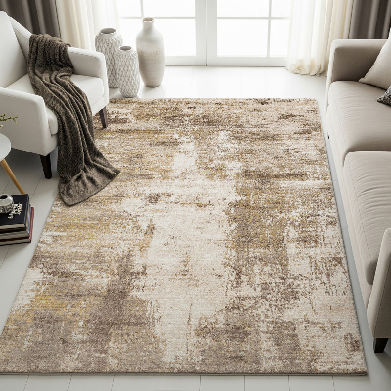 Amneris Abstract Area Rug, Taupe, Rectangle 200 x 275 cm