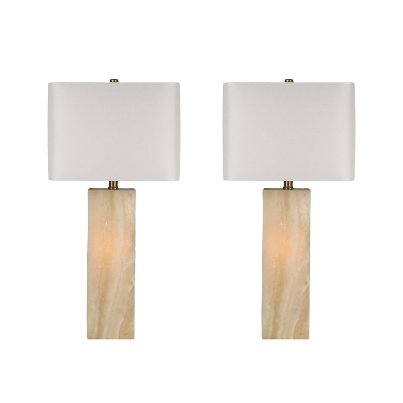 Luminous Alabaster Table Lamp with Night Light - Soft Gold