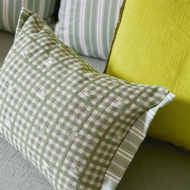 Toile Vichy Decorative Pillow, Emerald