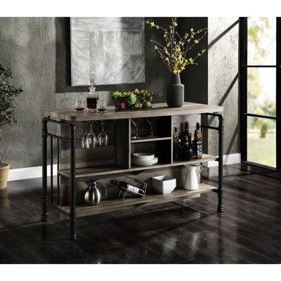 Table à hauteur de comptoir avec chêne antique et gris sable et table, 60,64 po Largeur de la tablette