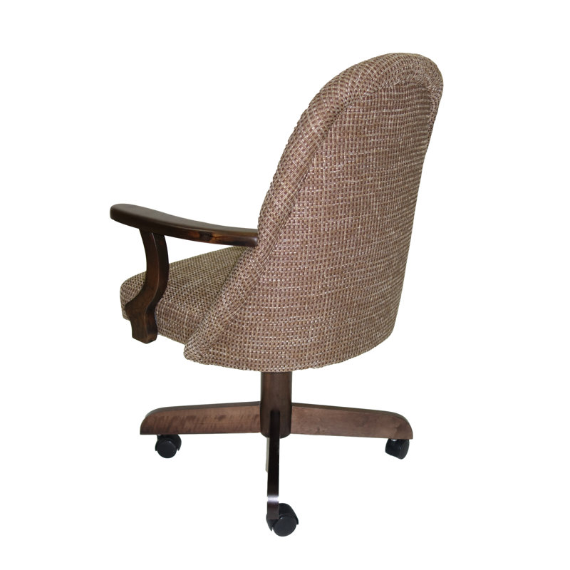 Chaise avec accoudoirs en brun Chenard, Tissu carreauté