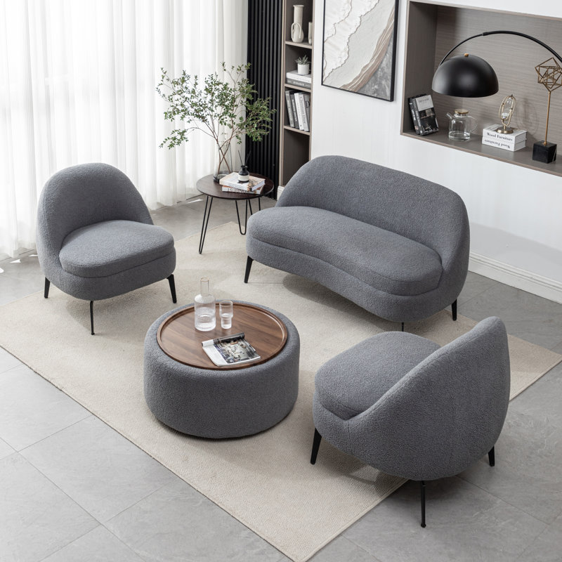 Ensemble de salon 4 pièces Bula, Polyester gris
