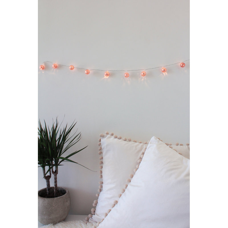 48'' Battery Powered Rose Gold Moroccan Ball LED String Lights