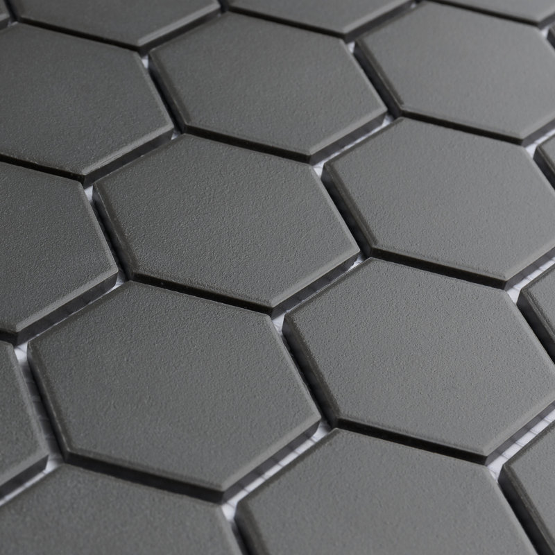 Gotham Hex 2" X 2" Porcelain Honeycomb Mosaic Wall & Floor Tile, Black