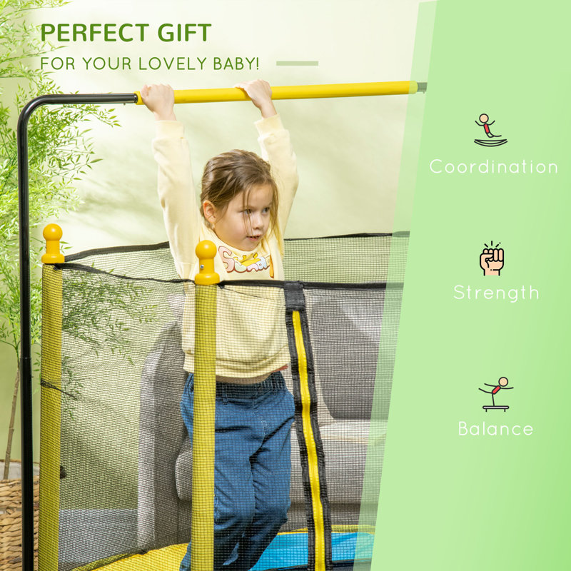 Kid Trampoline with Basketball Hoop and Net
