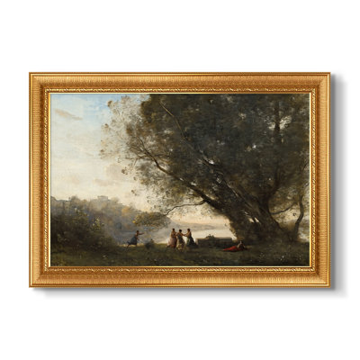 Danse sous les arbres au bord du lac, v. 1865-1870-Jean-Baptiste-Camille Corot-Toile encadrée sur mesure