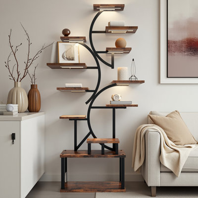 Support pour plante de coin 68,5 po de haut à 10 niveaux avec 5 lumières de culture à spectre complet: support pour plantes d'intérieur / extérieur en forme de S pour la maison, le jardin et le patio