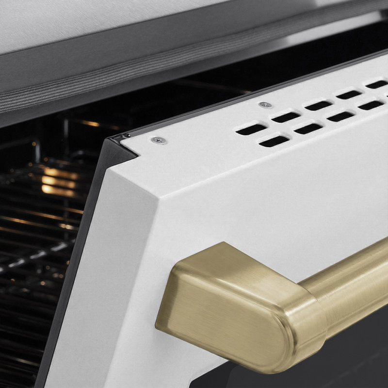 ZLINE Autograph 30 in. Satin Stainless Paramount Induction Range with White Door & Bronze Accents, Champagne Bronze