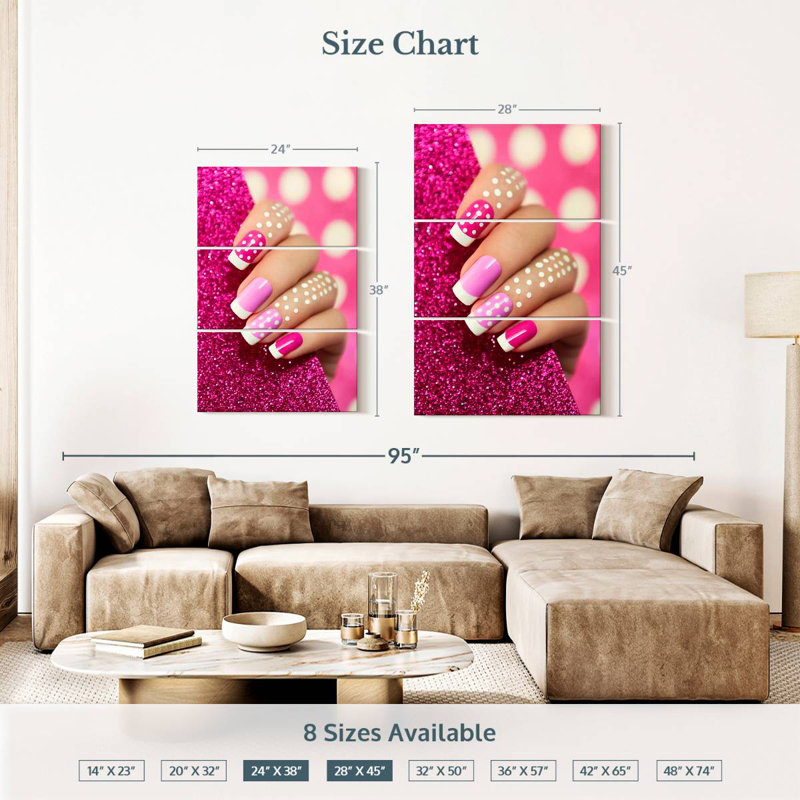 Shuttleworth Dotted Pink Nails, 38'' H x 24'' W