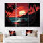 Coucher de soleil rouge audacieux paysage - coucher de soleil côtier, art mural-2067665524-2067665526
