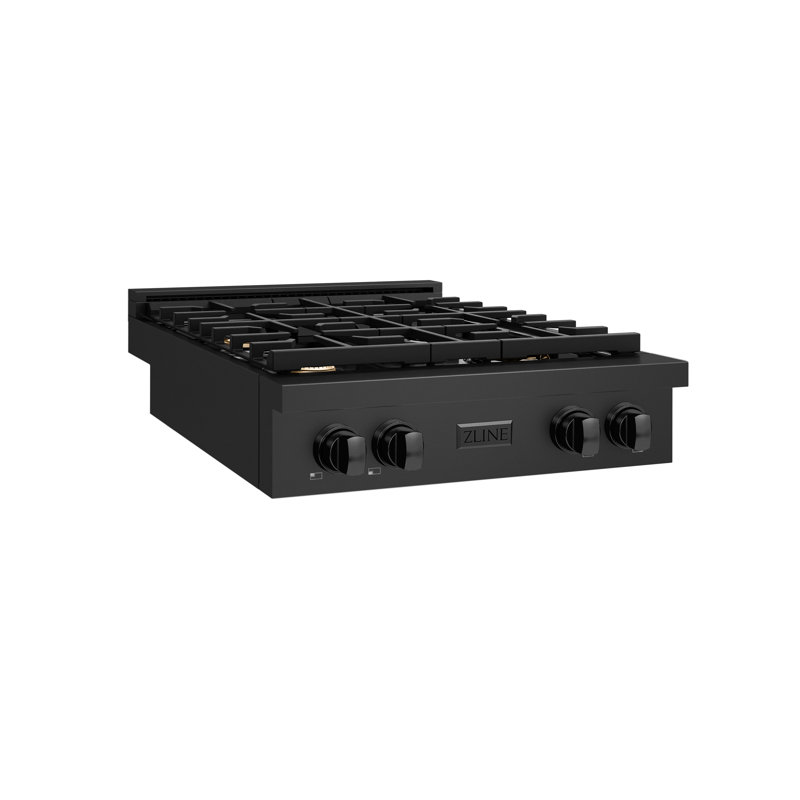 ZLINE 30 in. Paramount Gas Rangetop with 4 Brass Burners in Black Stainless Steel