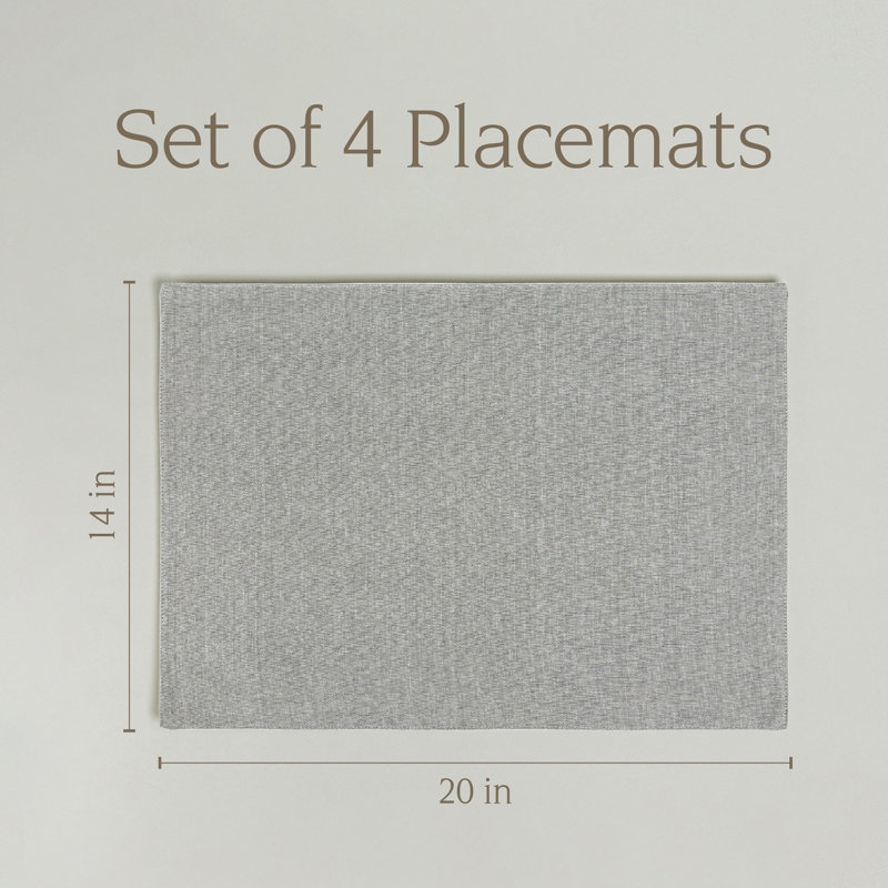 Gray Woven Chambray Cotton Placemats - Set of 4 - 14" x 20"