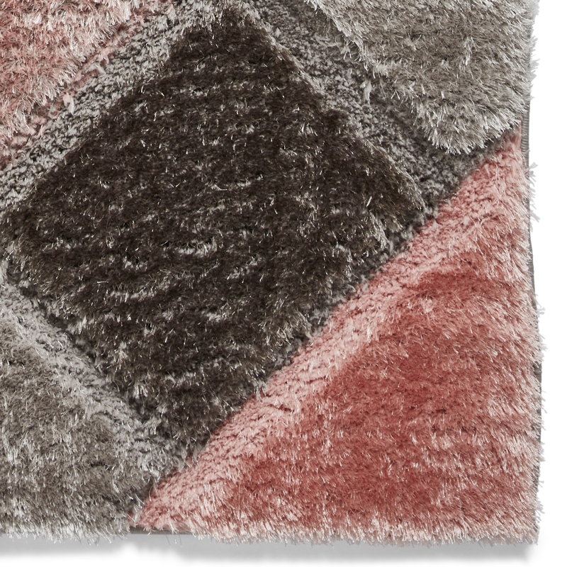 Machine Woven Grey/Pink Rug, Rectangle 160 x 220cm