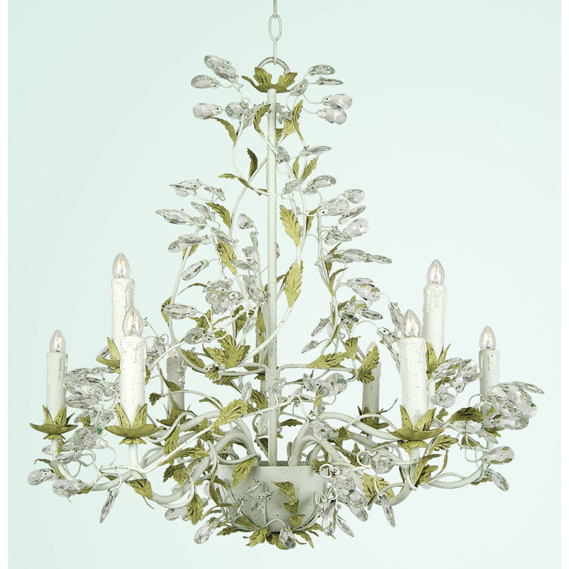 Série RT 9-lumière bougie-Style Chandelier, Deux tons vert