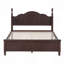Structure de lit double en bois pleine grandeur, lit plateforme de style rétro avec support en lattes de bois-1926473285