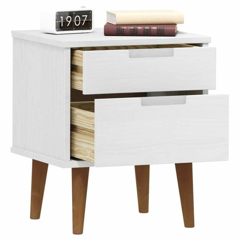Revis Bedside Cabinet 40X35x48 Cm Solid Wood, White