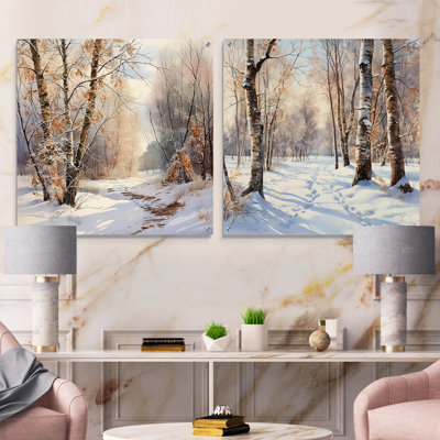 «Trees Charm In Winter» - Ensemble de 2 verres muraux en acrylique