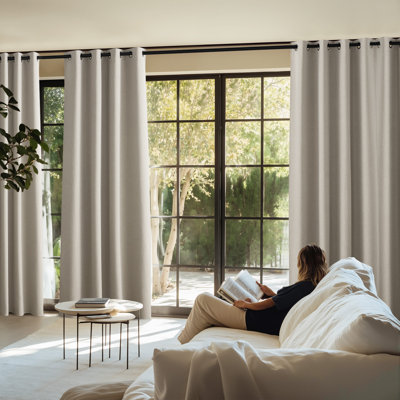100% Blackout Linen Textured Curtains for Bedroom, Privacy Protection & Noise Reducing Drapes, Insulated Window Treatments for Farmhouse, 2 Panels