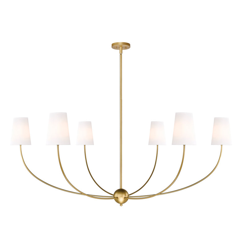 Caral Dimmable Traditional Shaded Chandelier, Rubbed Brass, 25.75" H x 62" W x 62" D, 6