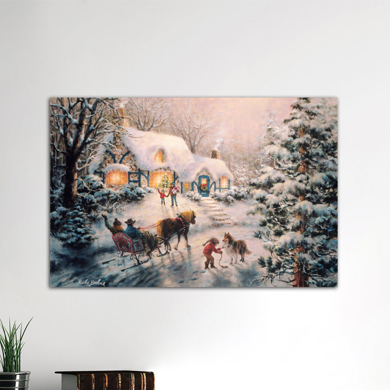 Visites de Noël - reproduction d'art sur toile, H 40 po x l 60 po x P 1,5 po, Pas de tapis, Toile tendue