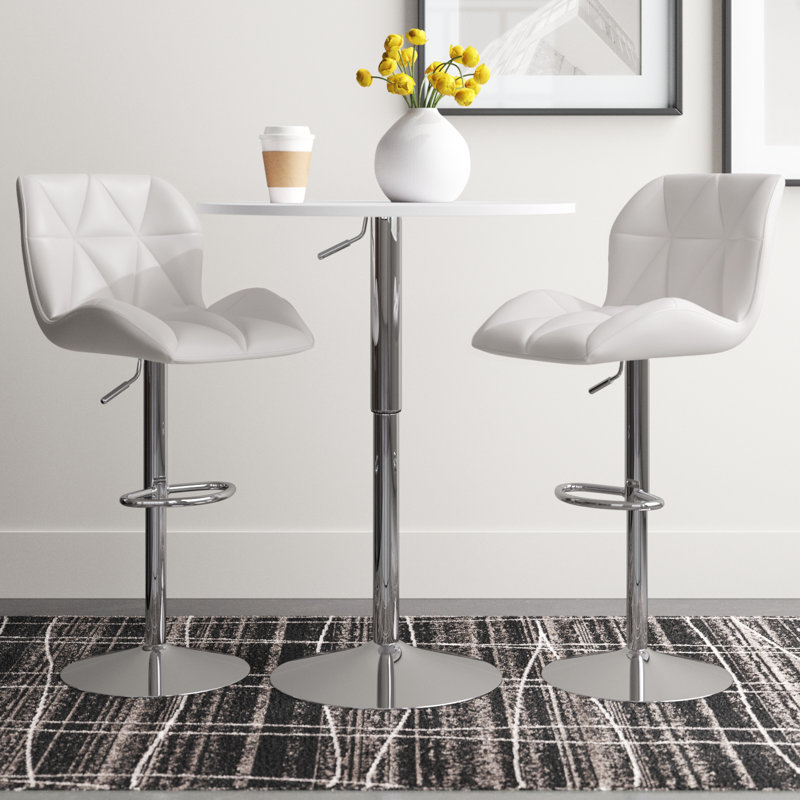 Stewartsville 3-Piece Pedestal Faux Leather Dining Set, White, White