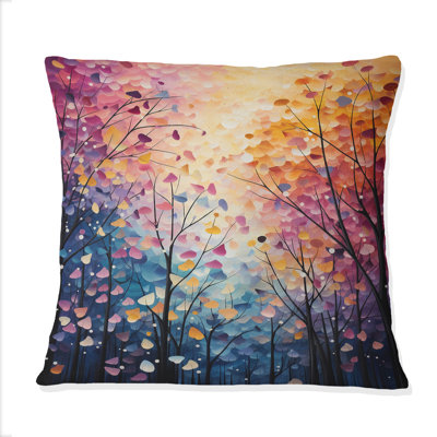 Coussin décoratif coloré "Forest Harmony Forest III - Pointillism"