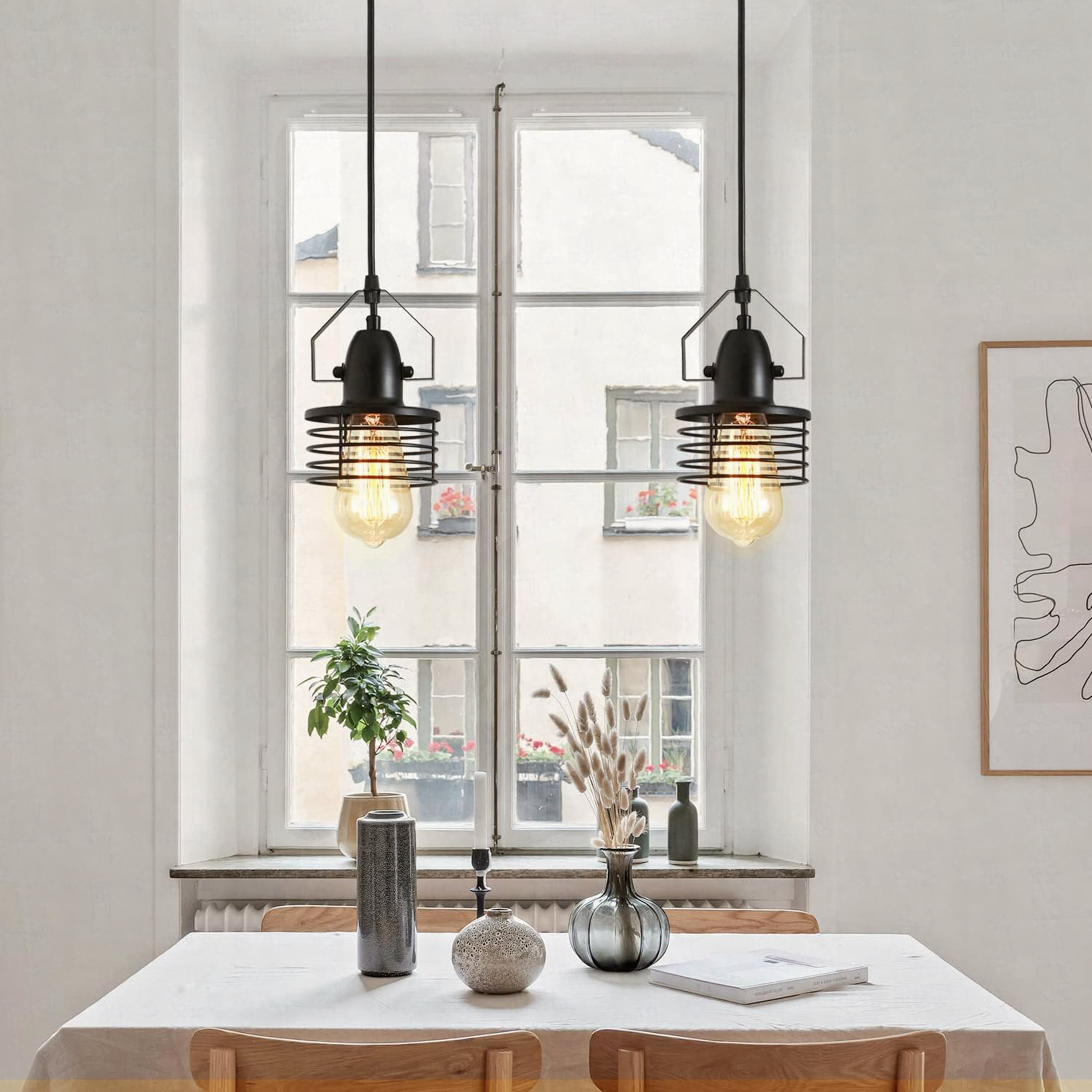 Glass Pendant Lights Plug in, Green Vintage Pendant Light Fixtures,Plug