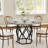 Modern Farmhouse Round Dining Table for 4-6 – 47 Inch Industrial Restaurant Table with Sturdy Metal Base – Rustic Wood Circle Design for Kitchen or Dining Room-90172243