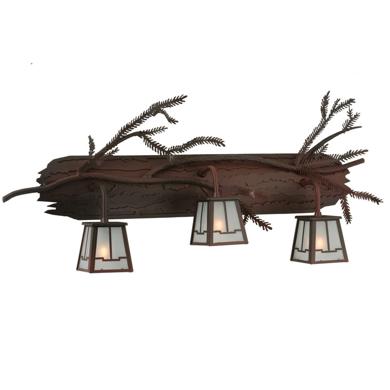 Rustic Bronze 3-Light Pine Branch Vanity Light