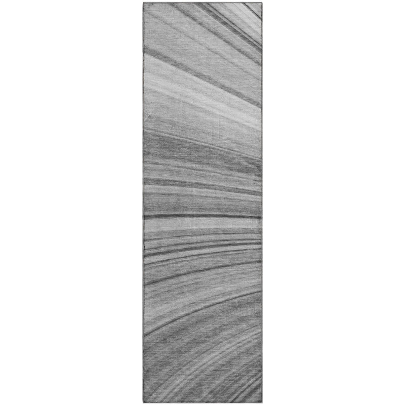 Premium Machine Washable Cerrito AMF585 Gray Rug, Runner 2'3" x 7'6"