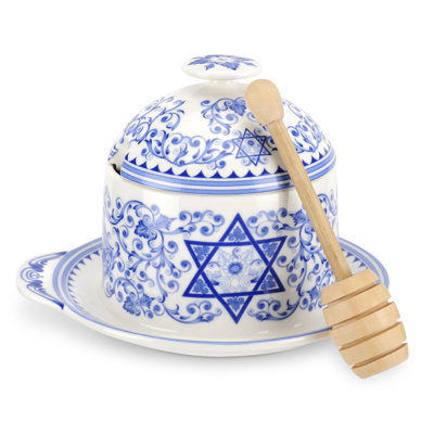 Pot à miel Spode Judaica avec Drizzler