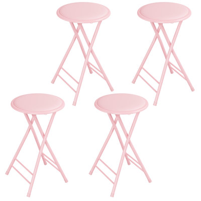 Tabouret pliant sans dossier 24 po Lavish Home avec capacité de 225 lb (ensemble de 2, rose)