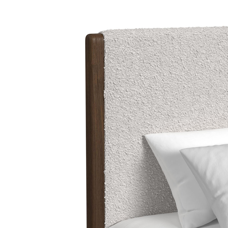 Grand lit Ouïda UPH avec boucle beige et DEL en brun, Grand lit