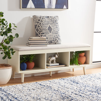 Banc de rangement en bois avec tablettes