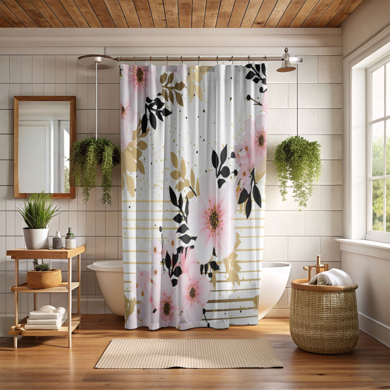 Rideau de douche Midnight Flower - Premium 52, H 74 po x l 71 po