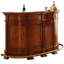 68.9" Vintage Mahogany Solid Wood Bar Table with Natural Marble Top and Intricate Carved Detailing